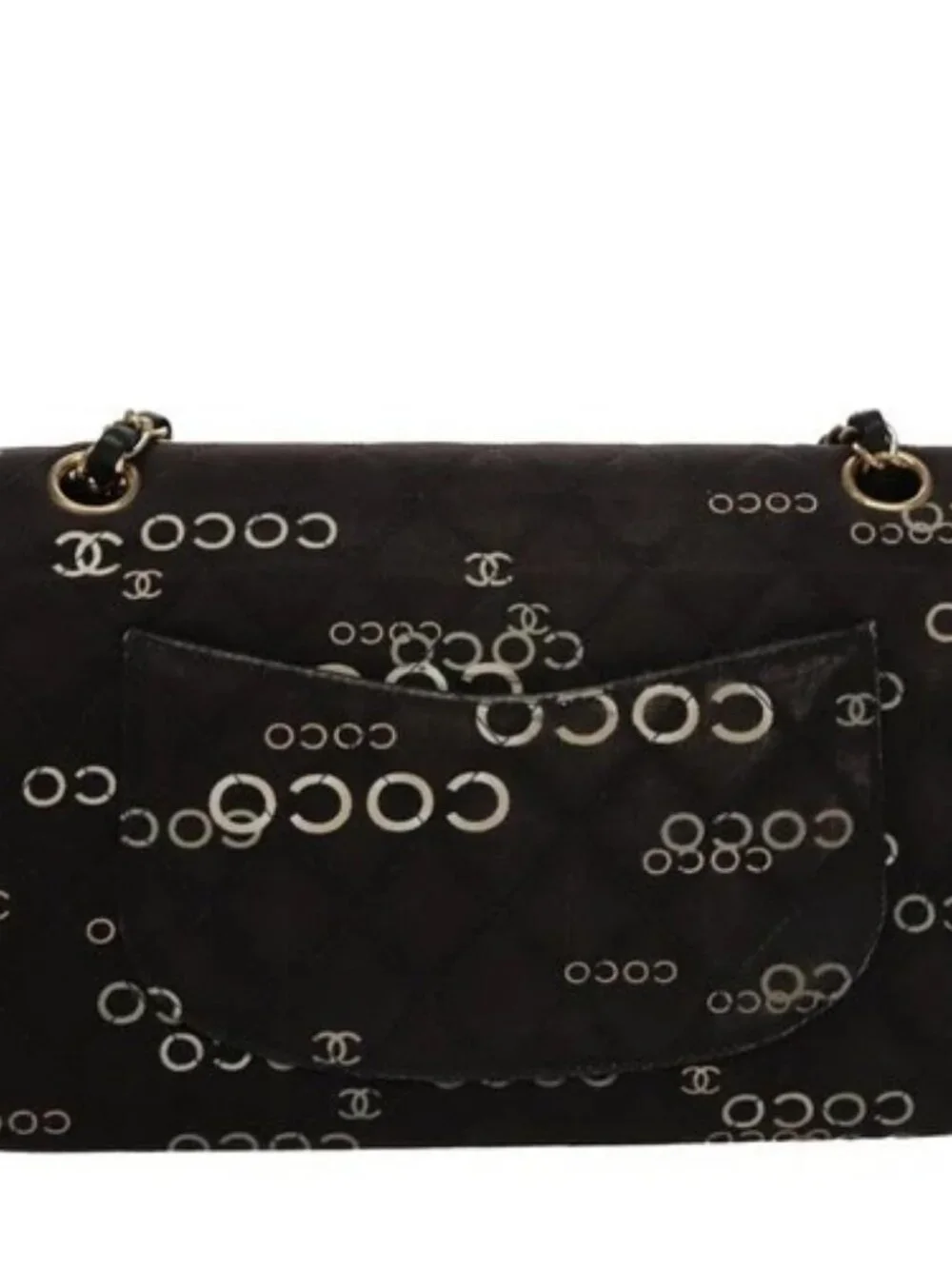 CHANEL Matelasse 25 Chain Shoulder Bag Canvas Black Gold CC Auth 108396